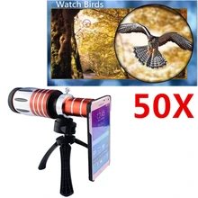 Высокая-конец 3in1 50X Металл телескоп зум телеобъектив для iPhone 6 6S Samsung Galaxy Note 2 3 4 5 телефон случаях Объективы для фотокамер комплект