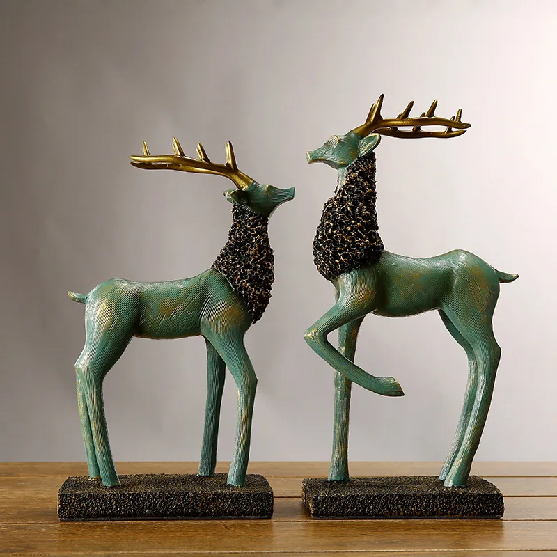 European Creative Decoration Home Classical Elk Office Resin Handicraft