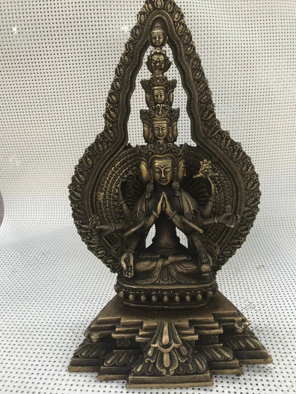 Chinese hand made Copper Statue Tibet Buddhism Brass Avalokitesvara