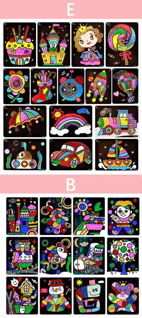 9Pcs-20Pcs Children Shining Magic Color Paper DIY Art Craft Toy Kids  Creative Stickers Drawing Handmade Scratching Paper Toy