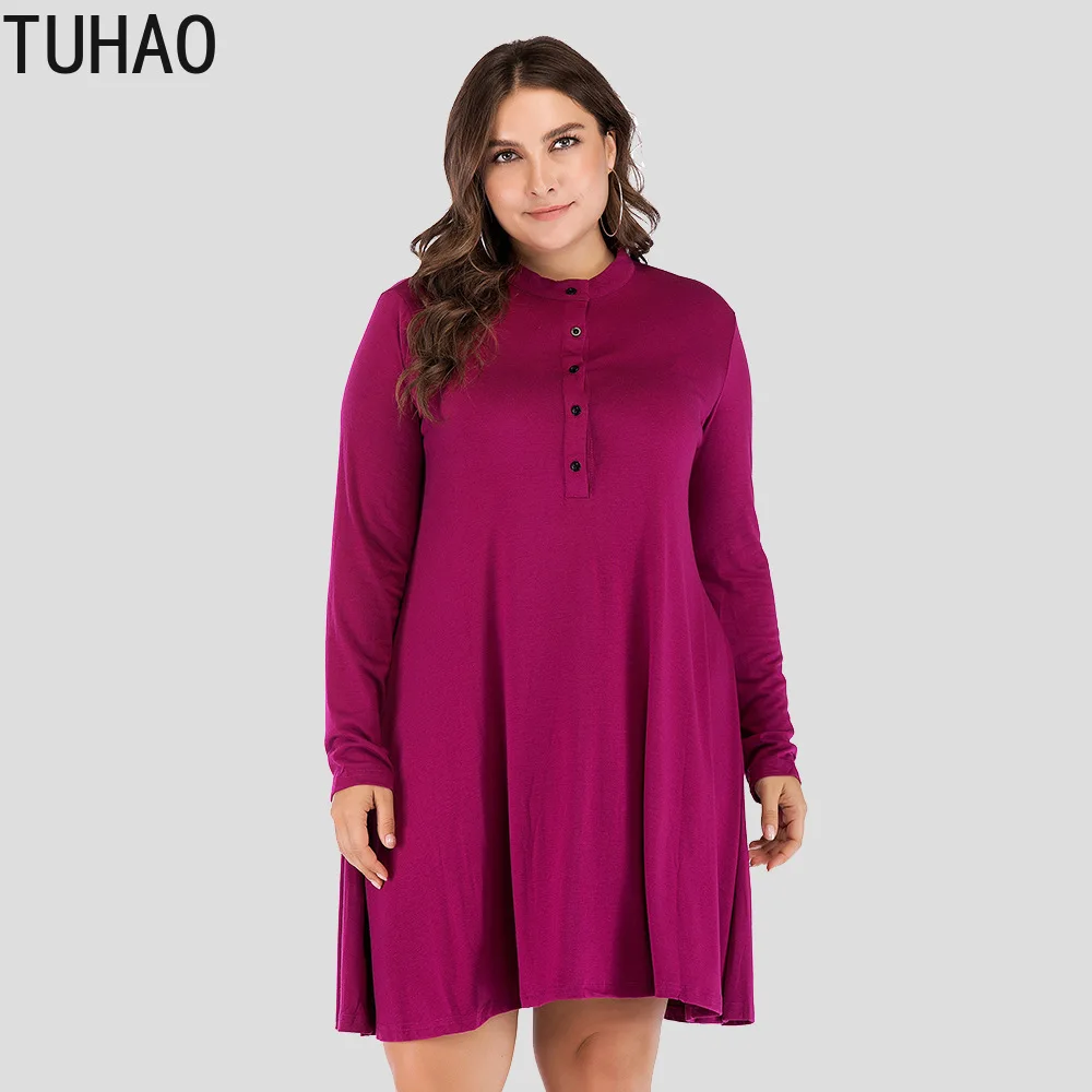 

TUHAO 2019 Autumn Winter Large Size 5XL 4XL 3XL Women's Dresses Loose Casual Femme Vestidos PLUS SIZE Office Lady Dress LW105