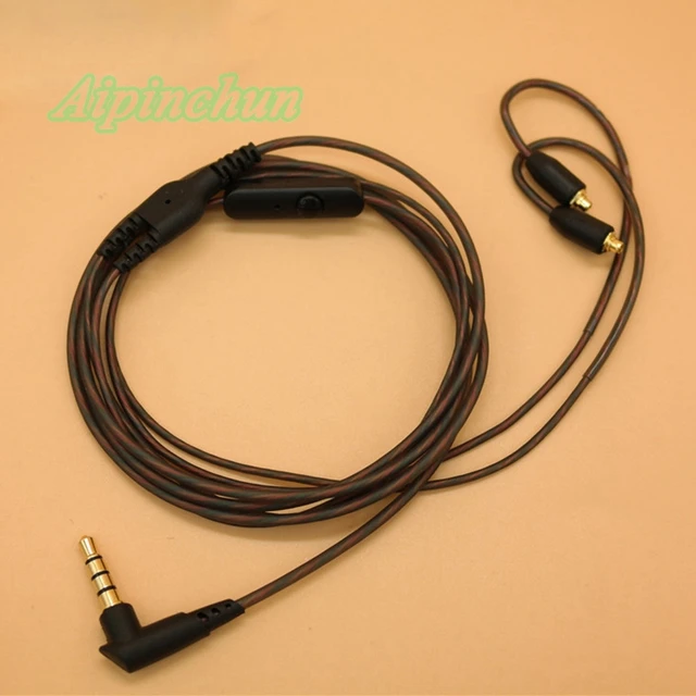 US $5.11 Aipinchun L Jack MMCX Earphone Cable with Mic Replacement for Shure SE215 SE535 SE846 SE425 SE315 U