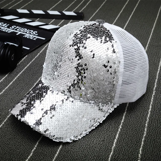 NEW Sequins Paillette Bling Shinning Mesh Baseball Cap