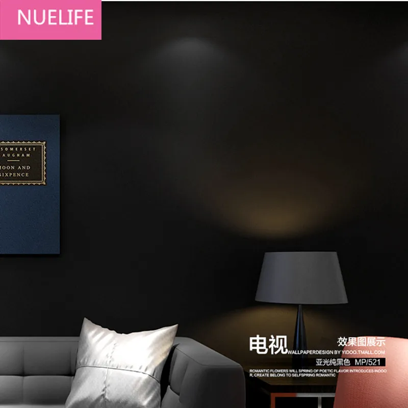 

0.53x10m Ceiling wallpaper pure black wallpaper fashion personality simple clothing shop full of paved retro wallpaper