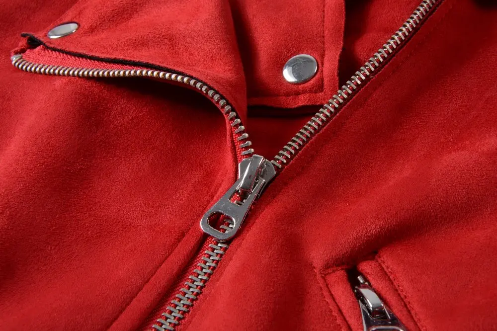 2018 New Autumn Winter Women Motorcycle Faux PU Leather Red Pink Jackets Lady Biker Outerwear Coat with Belt Hot Sale 7 Color