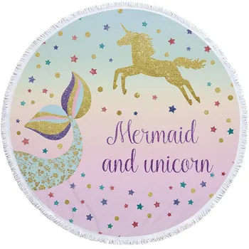 

SOFTBATFY Mermaid Thick Terry Round Beach Towel with Tassel Dropshipping