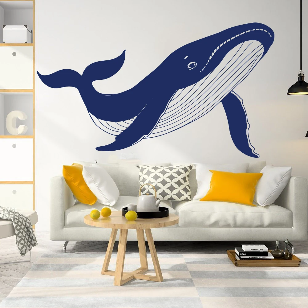 Large Geometric Whale Nautical Animal Wall Decal Playroom Nursery Cartoon Whale Marin Sea Fish Wall Sticker Bedroom Vinyl Art (3)