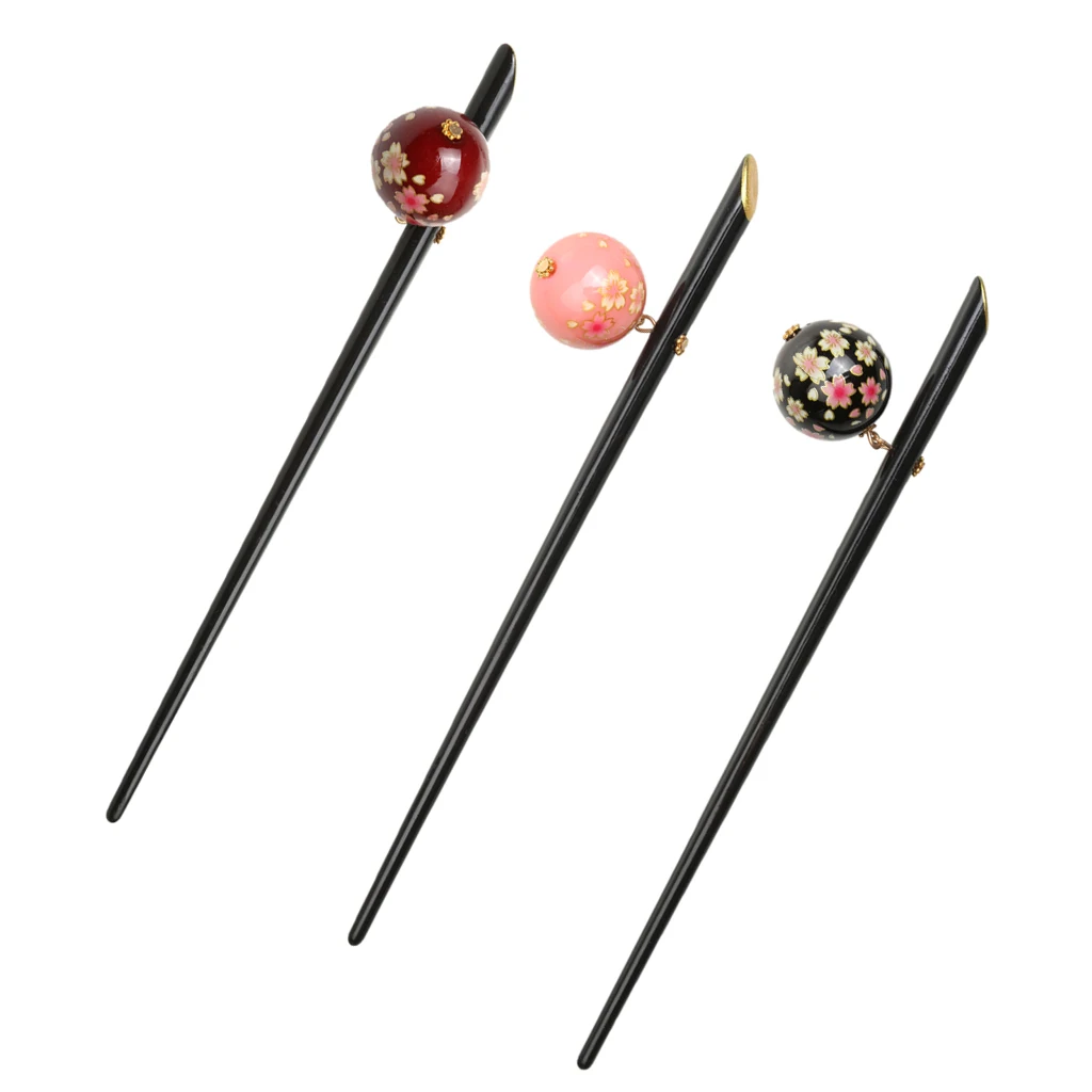 3 Piece/Set Acrylic Beautiful Sakura Flower Ball Hairpin Hair Stick Japanese Kanzashi Bridal Wedding Party Festival Hair Jewelry