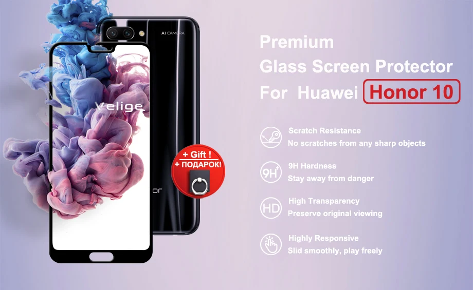 Velige 2.5D Full Cover Tempered Glass for Huawei Honor 10 Honor10 Screen Protector Ultra Thin HD Clarity Safety Glass Film (5)