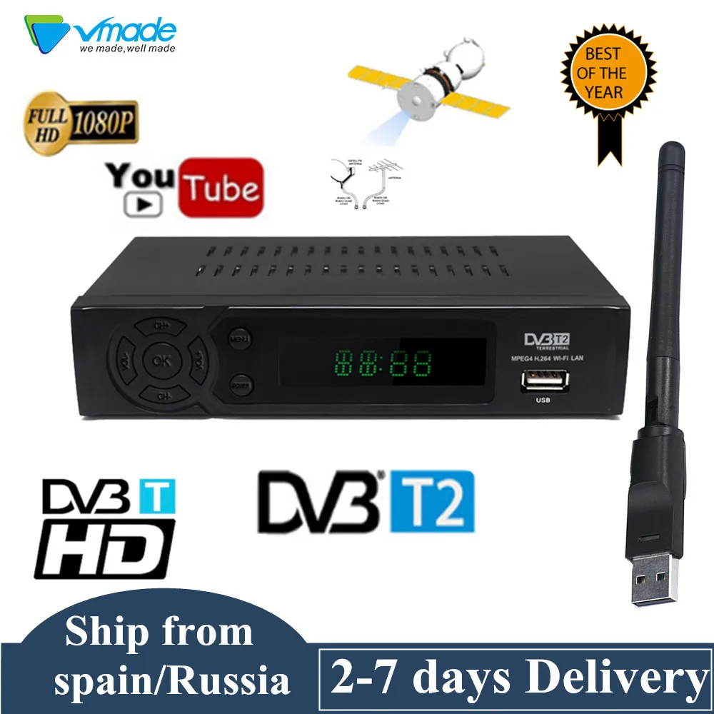 Vmade Full HD 1080P DVB T2 цифровой декодер каналов кабельного телевидения Коробки ресивера