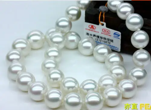 

10X10 jewerly free shipping CLASSIC 12MM SOUTH SEA AAA WHITE ROUND PEARL NECKLACES 18INCH