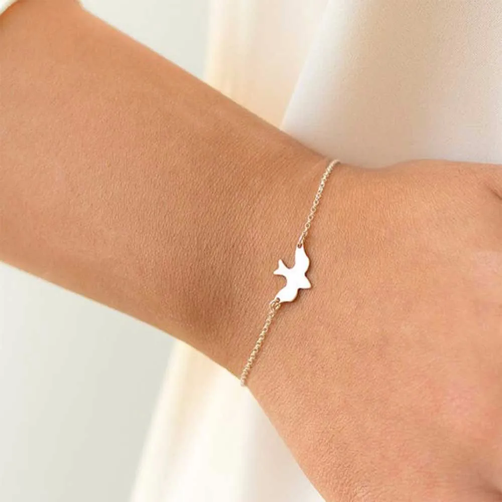 Женский и мужской браслет Tiny Peace Dove парящий летающие очаровательные птицы