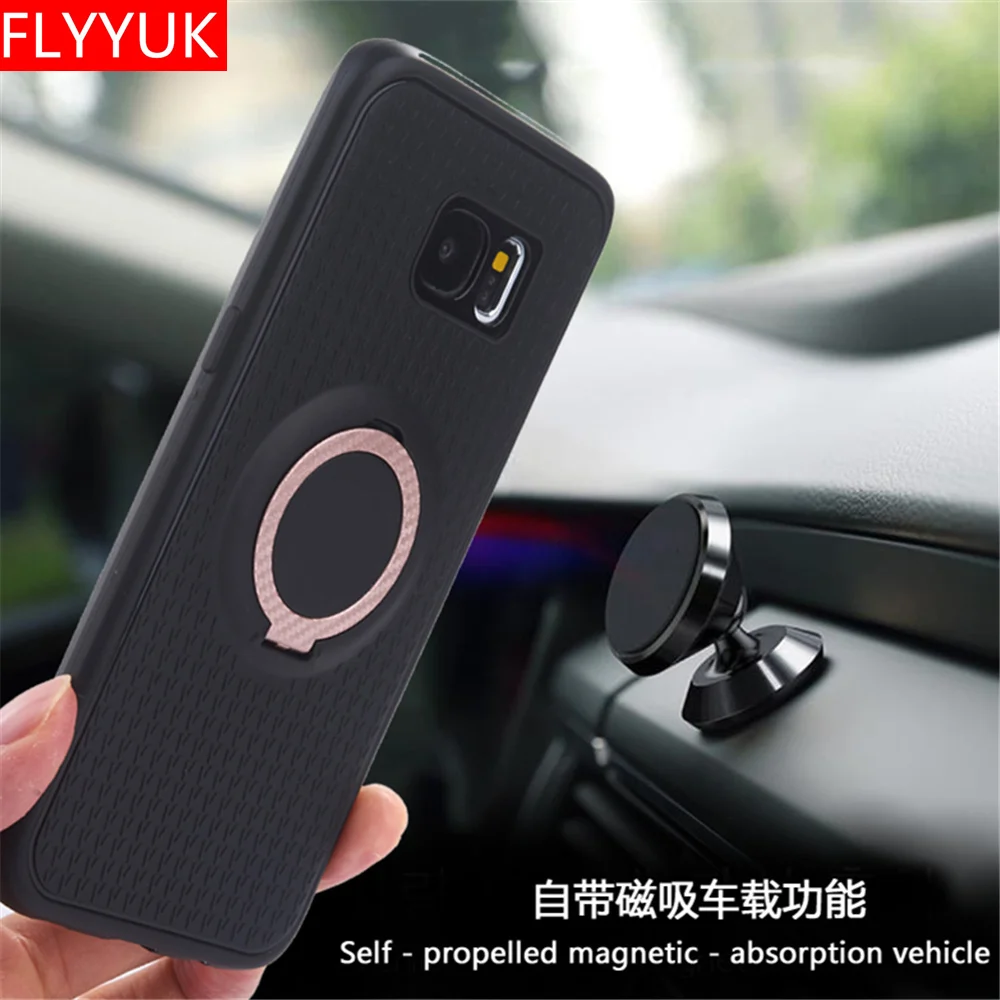 

Fashion 3 In 1 Car Magnetic Ring Bracket for Samsung Galaxy S7 Edge Phone Case 360 Protection Anti-slip Matte Soft Silicone Case