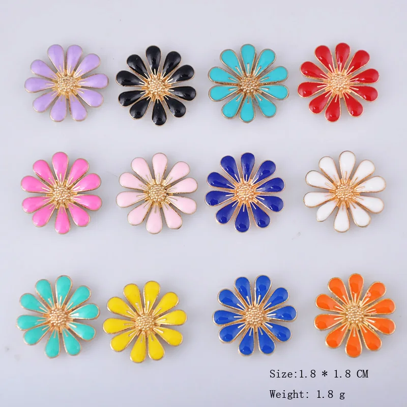 

10pcs Enamel little Daisy charms children DIY hair material sun flower pendants girl, bride headdress alloy jewelry accessories