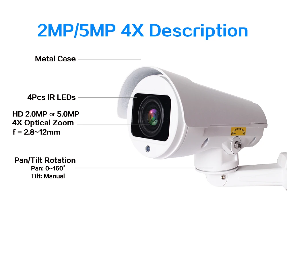 HD 2MP 4MP 5MP цилиндрическая IP камера с поворотом на панораму 10X 4X оптический зум ИК наружная Водонепроницаемая 1080P CCTV камера видеонаблюдения