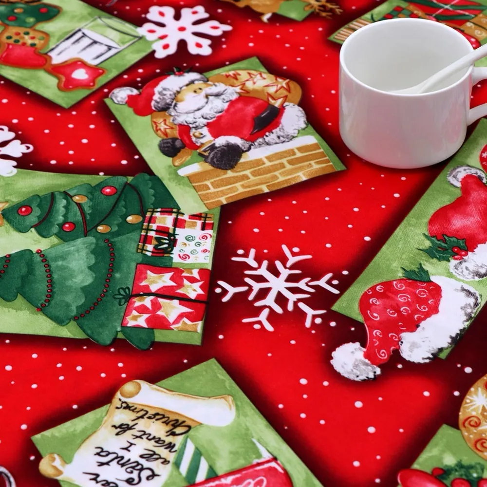OurWarm Printing Red Table Cloth Christmas Plastic Tablecloths Christmas Items Table Runner Christm