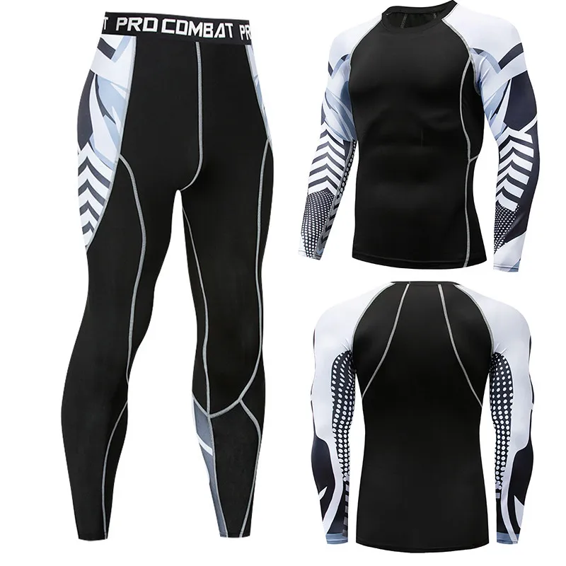 Новинка, спортивная одежда с молнией, мужское термобелье, Спортивная тренировочная одежда, мужская одежда для MMA rash escort, компрессионная футболка - Цвет: 2010