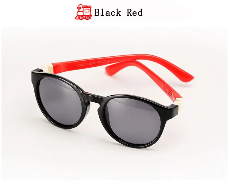 Двух часах круглые очки Детские поляризованные TR90 гибкая рама солнцезащитных очков ребенок анти солнцезащитные очки с УФ фильтром для Óculos 850 - Цвет линз: Black Red