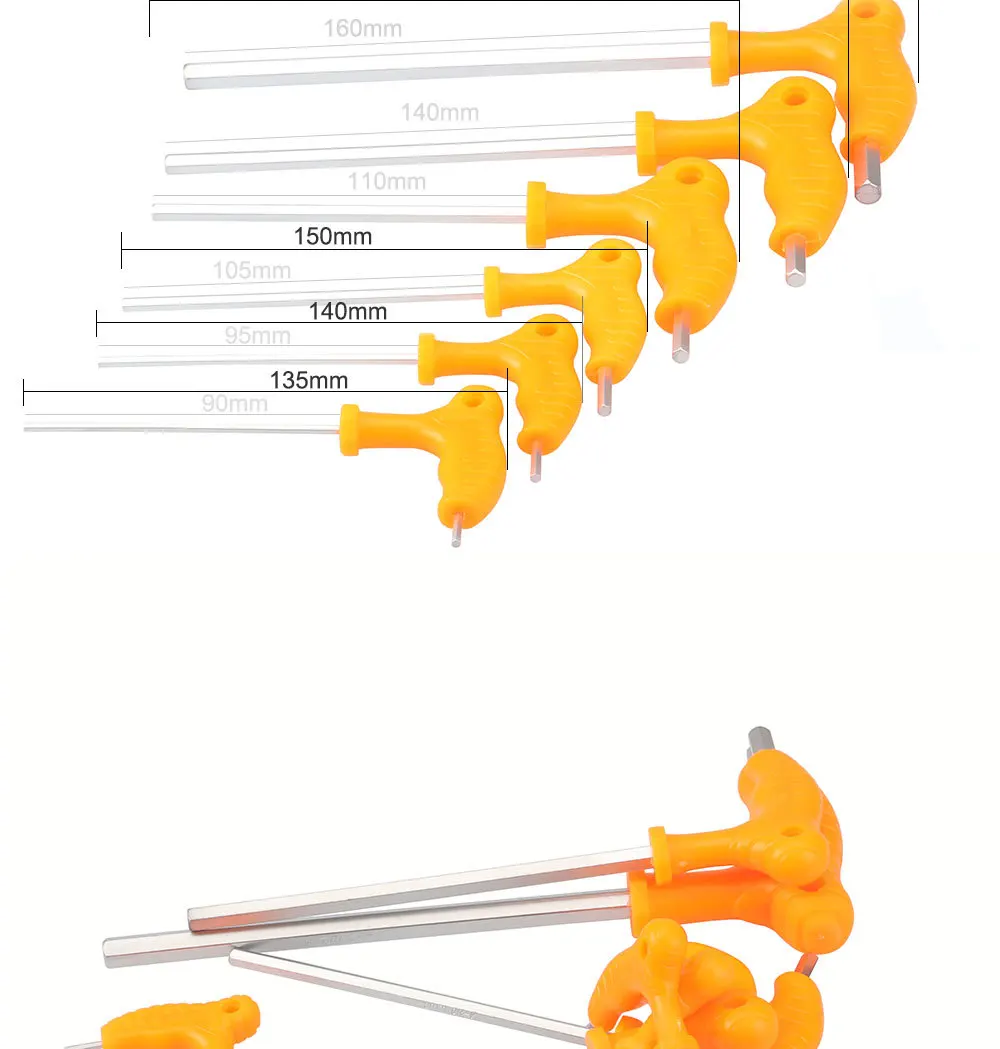 6 шт. Silverline Т-образная ручка шестигранный ключ механический шестигранный ключ болт драйвер мягкий захват 2,5 мм до 8 мм