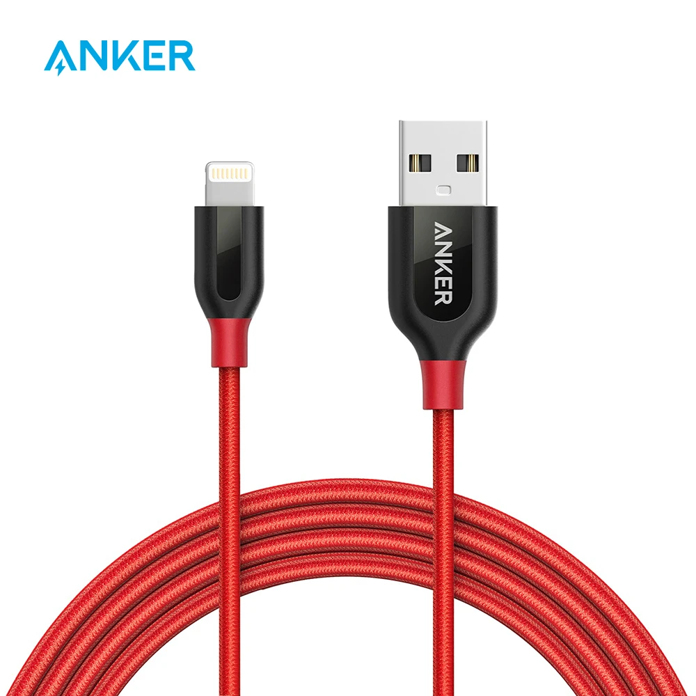 Anker+ кабель Lightning, прочный и быстрый зарядный кабель, двойной USB кабель с нейлоновой оплеткой, для iPad, iPhone Xs/XS Max/XR/iPhone X/8/8 Plus и т. д