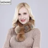 New Arrival Women Winter Real Rabbit Fur Scarf Lady Warm Rabbit Fur Scarves Knit 100% Natural Real Rabbit Fur Ring Casual Muffle 1