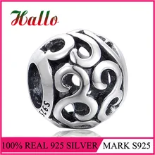 Высокая полировка серебряные ажурные Подвески DIY бусины, подходящие для подвесок-шармов Серебро 925 оригинальные breloque браслеты бусины для изготовления ювелирных изделий