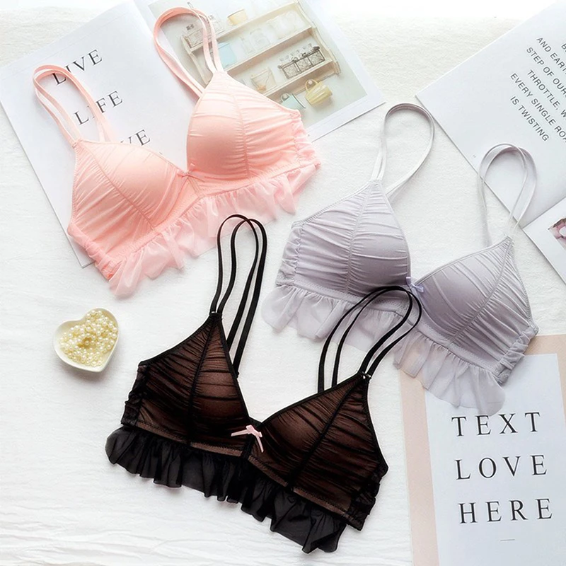 Розовый Bralette трусики нижнее белье удобный пуш ап незаметный бюстгальтер