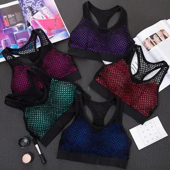 

High Impact Sexy Hollow Out Sports Bra Mesh Back Training Yoga Shirt Gym Fitness Running Women Crop Top Sport Bra