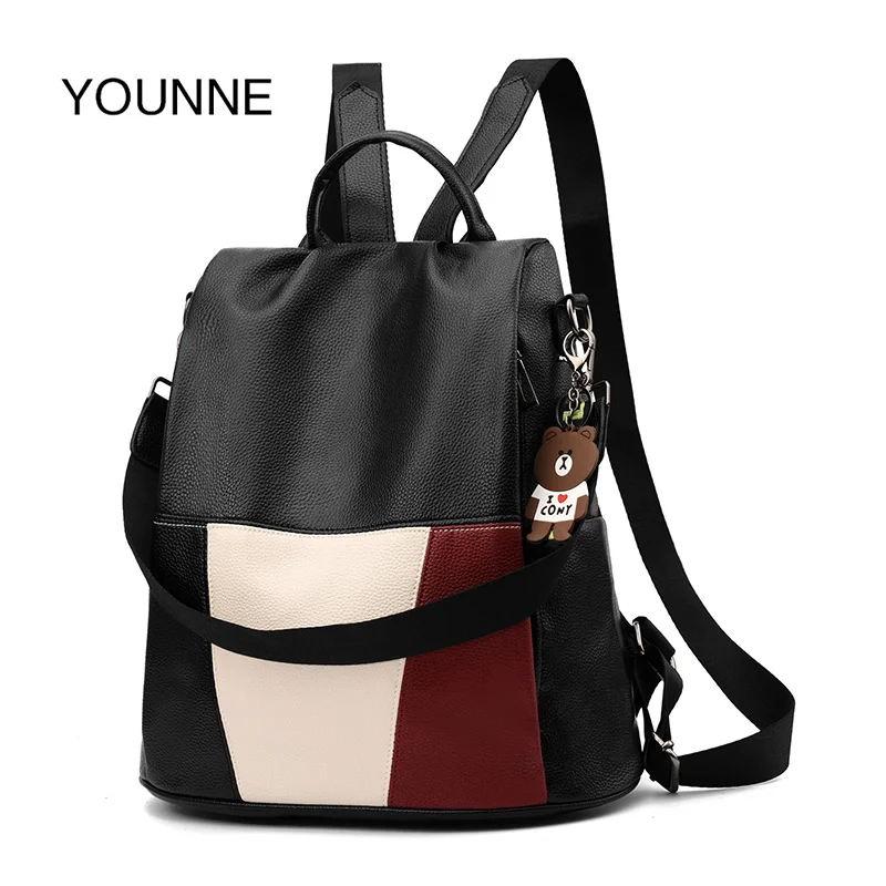 YOUNNE Women Waterproof Anti Theft Backpack Soft PU Leather Schoolbag For Travel Teenage ...