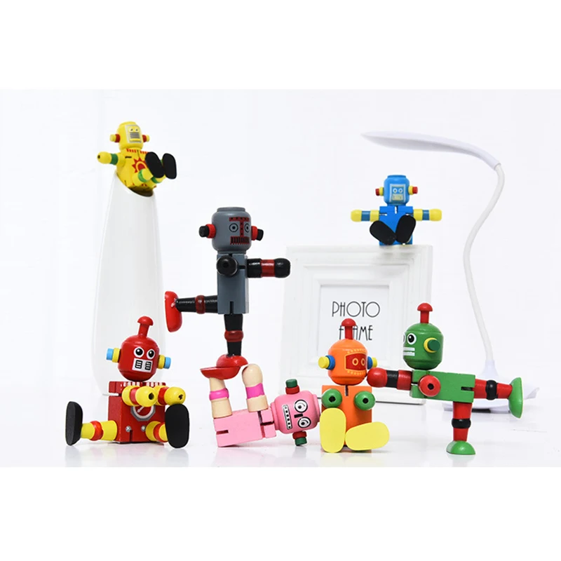 Деревянная игрушка-робот, подвижная игрушка-робот для детей, украшение дома YJS, Прямая поставка