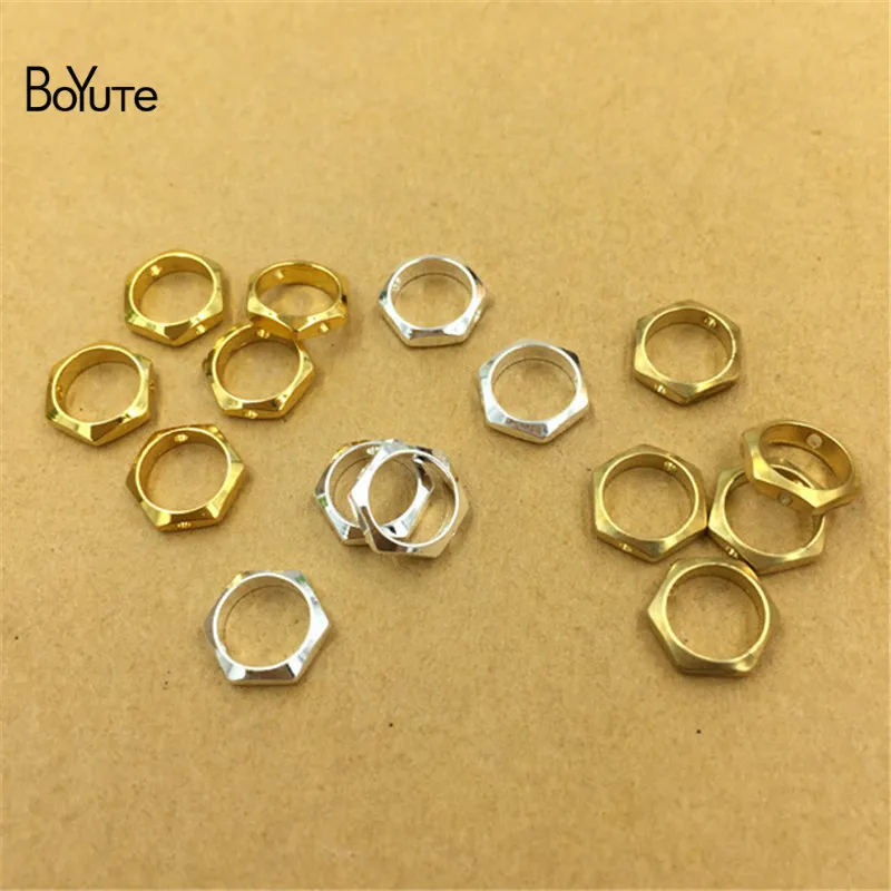 BoYuTe 100Pcs Inner 6MM Diameter Hexagonal Copper Ring Connector Charms