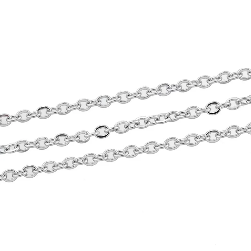 10M Silver Tone Stainlesss Steel Link-Opened Cross Chains Findings 5x3.5mm