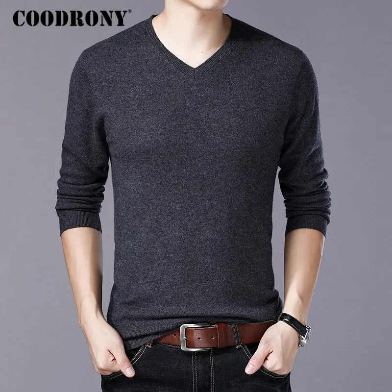 COODRONY Pure Merino Wool Sweater Men Autumn Winter Thick