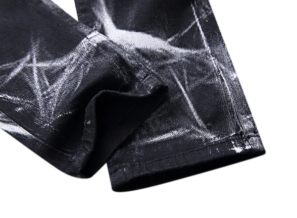 Mens Fashion Wolf Printing Black Straight Leg Denim Long Pants Jeans US Size 30-40