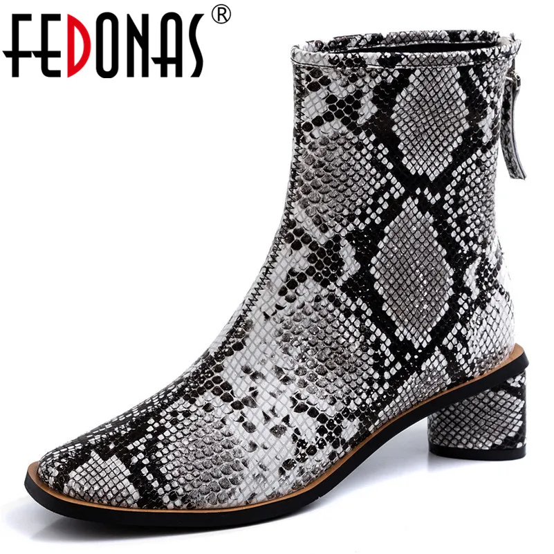 

FEDONAS Square Toe Round Toe Zipper Women Mid-calf Boots 2019 Spring Autumn Fashion Brand Genuine Leather Basic Chelsea Boots