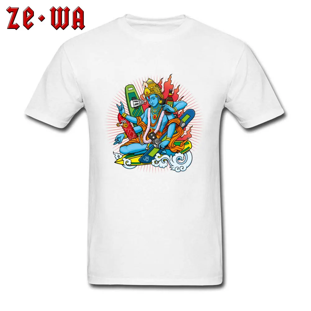 Boarding Vishnu Cotton Fabric Male Short Sleeve Tops Shirt Design Summer/Autumn T-Shirt cosie Sweatshirts Cute Crew Neck Boarding Vishnu white