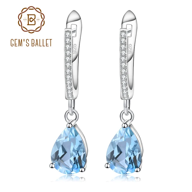 Gem S Ballet Natural Sky Blue Topaz Earrings Genuine 925 Sterling Gem S Ballet Natural Sky Blue Topaz Earrings Genuine 925 Sterling Silver Fine Jewelry 7x10mm Drop Earring