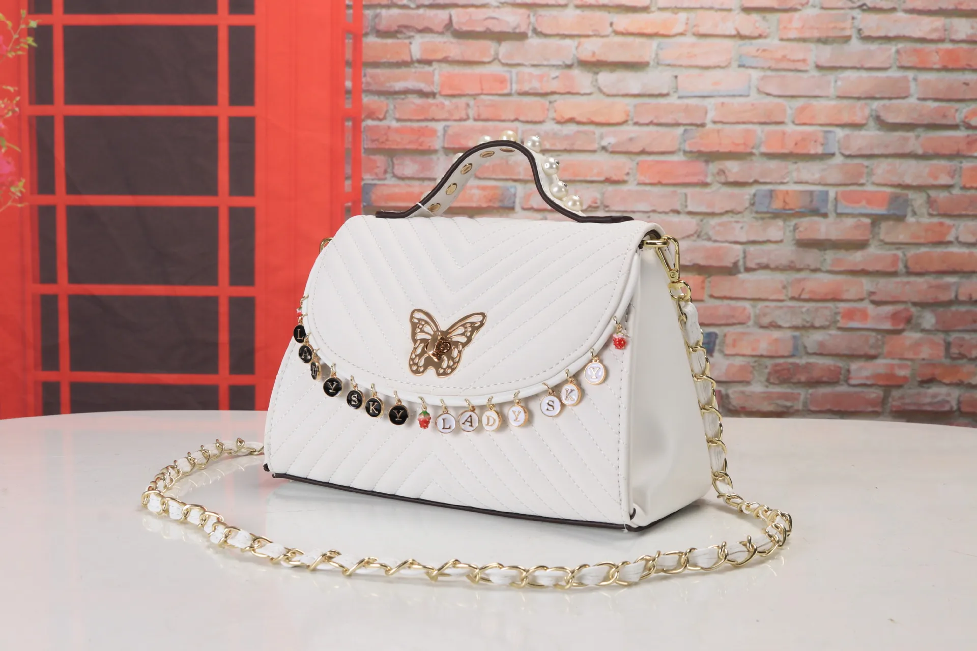 Дамская сумка женская сумка почтальон жемчужная подвеска металлическая цепь с плетением «бабочка» кожаная дизайнерская Роскошная известный бренд Bolsos