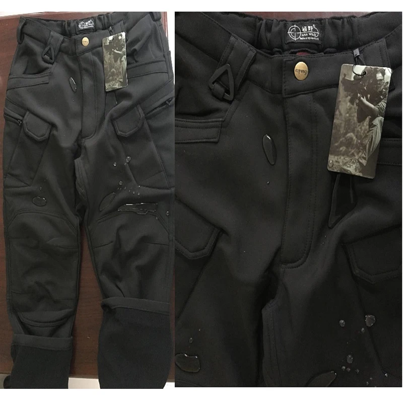 Los hombres de invierno resistente al agua los peces táctico de la piel de tiburón, SoftShell senderismo militar pantalón hombre del ejército caza campamento pantalones subir Trekking de lana Los hombres de invierno resistente al agua los peces táctico de la piel de tiburón, SoftShell senderismo militar pantalón hombre del ejército caza campamento pantalones subir Trekking de lana