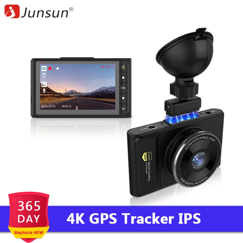 Junsun Q8P 4K Ultra HD gps Автомобильный видеорегистратор регистратор 2160P NTK 96660 ночного