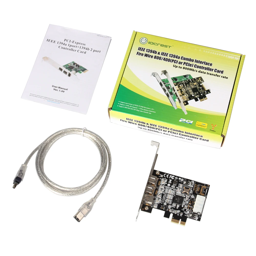 HonesThing PCI Express Combo 2x 1394b + 1x 1394a Ports Firewire PCIe Controller Card [TI XIO2213B] Support Low Profile Bracket 5