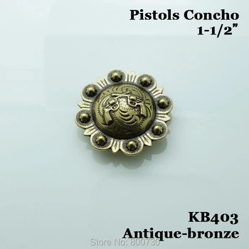 

(KB403) 10pc 1-1/2'' Pistols with Berry Concho Saddle Concho Antique-bronze
