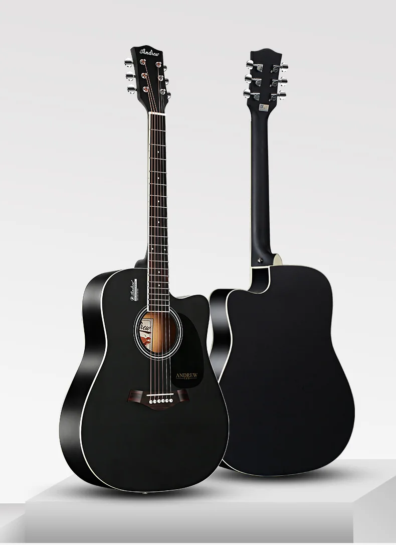 40/41 дюймов гитара акустическая народная гитара для начинающих 6 струн Липа с комплектами черная деревянная гитара цвета