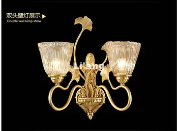 

Free Shipping Brass E14 European Classical Golden LED Brass Wall Lamp Brass Wall Sconce With Shade Modern Brass wall lamp Lustre