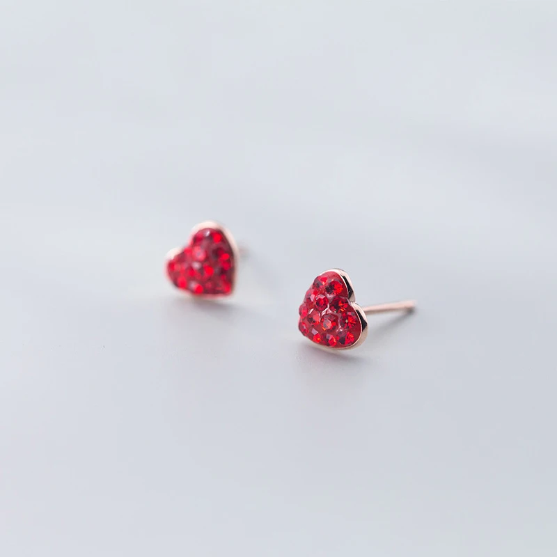 MloveAcc красное сердце из фианита серьги для женщин в форме сердца шпильки ювелирные изделия стерлингового серебра 925 аксессуары
