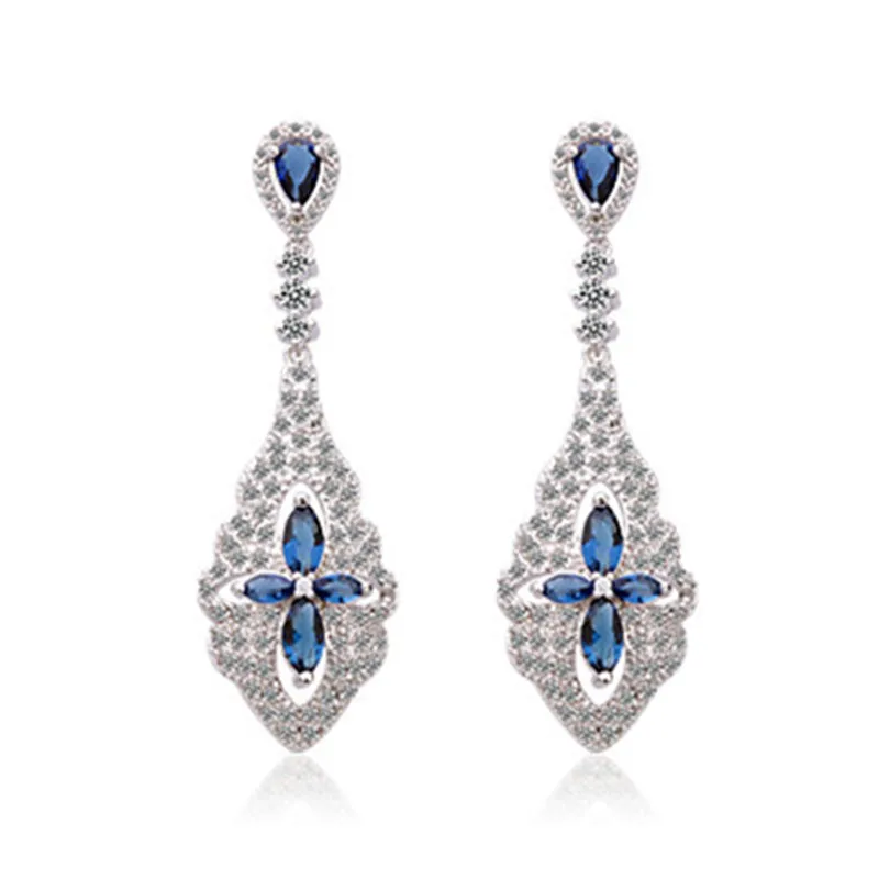 

European Vintage Style Tiny Zircon Micro Pave Dangle Earrings Elegant Long Earrings for Party Wedding Jewelry Gift for Women