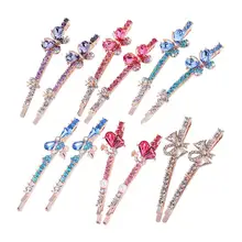 6 пар заколки, стразы в форме бабочки, заколки для волос для женщин и девушек