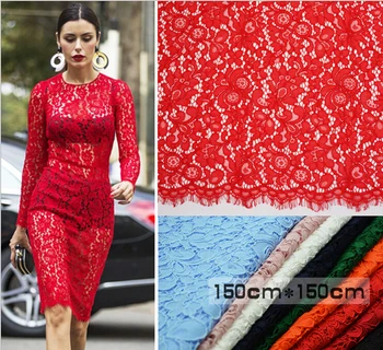 

Hot sale ! Three color style of original French lace fabrics High-end eyelash line lace Three color matching lace fabrics