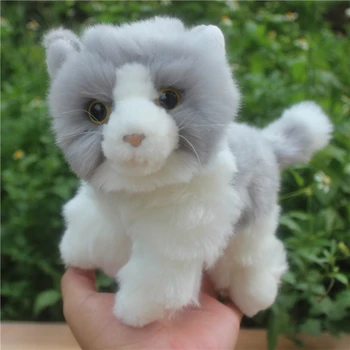 

Plush Toy Simulation Gray Cat Doll Stuffed Animals Toys Cute Birthday Gifts