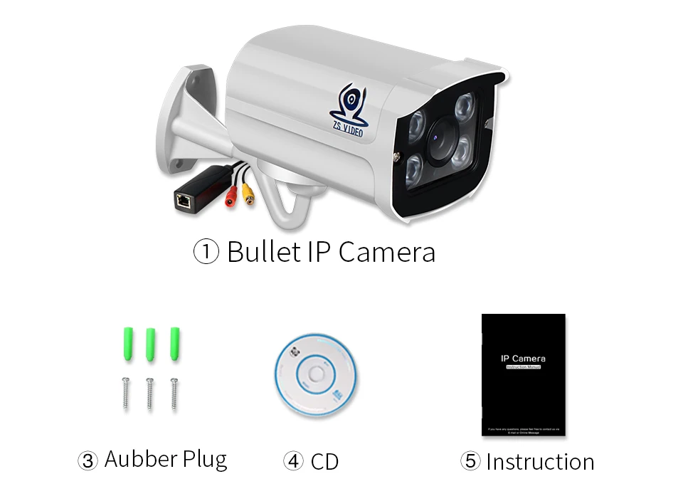 ZSVEDIO Surveillance Cameras IP Camera Onvif 1080 POE IP66 720P 960P 1080P HD Outdoor WaterProof P2P Email Alert Camera CCTV (18)